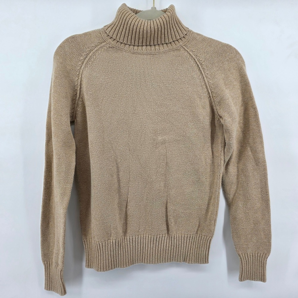 Jeanne‎ Pierre Tan Cotton Knit Turtleneck Sweater Women Size S Casual Basic